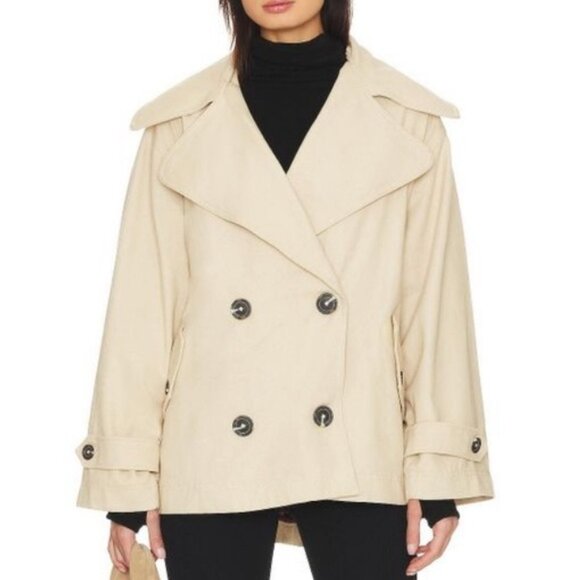 Free People Highlands Peacoat Medium Oversized Relaxed 100% Cotton - Picture 4 of 7